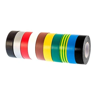 Immagine di GTSE Nastro isolante set colorato 19 mm x 33 m Robusto ed autoadesivo Per proteggere, unire e riparare cavi 10 rotoli