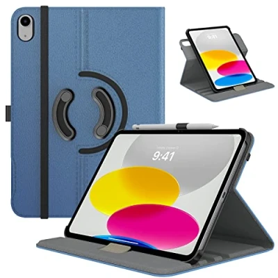 Immagine di TiMOVO Custodia Compatibile con iPad 10a Generazione 10,9&quot; 2022, Rotazione a 90 Gradi Smart Cover Portapenne per Gen, Funzione di Auto Sveglia e Sonno, Blu Jeans