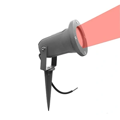 Immagine di Partenopeautensili® Faretto orientabile con picchetto gu10 da esterno giardino segnapasso luce lampada a led (Luce Rossa, ARMATURA GRIGIA)