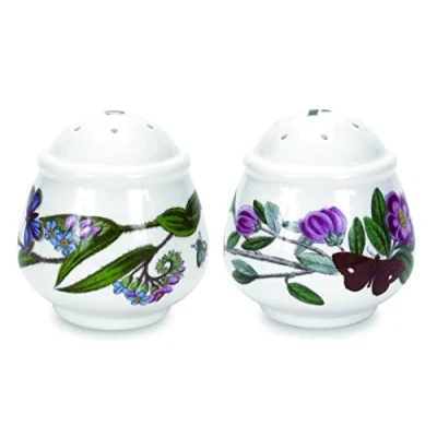 Immagine di Portmeirion Botanic Garden set saliera e pepe classico di diversi motivi floreali prodotto in Inghilterra gres fine lavabile lavastoviglie