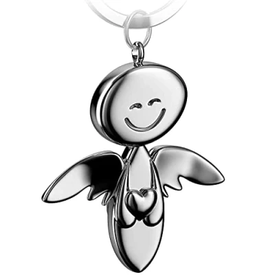 Immagine di FABACH Portachiavi con angelo custode Smile cuore elegante ciondolo a forma di in metallo argento, oro, rosa, nero, bronzo