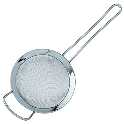 Immagine di Grunwerg ST 3008 Filtro a Rete fine con Bordo e Manico Lucido, 20 cm, Colore: Argento