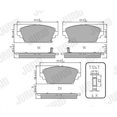 Immagine di JURID 572429J Kit pastiglie freno con segnalatore acustico usura accessori MG: MG ZR Hatchback, ZS HONDA: ACCORD 6 Aerodeck