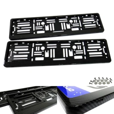 Immagine di 2x telaio surround porta targa idrografico in fibra di carbonio EU IT I nero