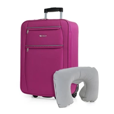 Immagine di ITACA Valigia 55x40x20 Trolley Bagaglio a Mano. Valigie e per i Tuoi Viaggi in Cabina. Materiale EVA Polyester Resistente Super Leggero T71950B, Fucsia