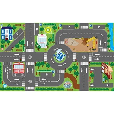 Immagine di Kids Globe Play Mat with Roads (Illuminated LED Traffic Lights, Children&#039;s Rug Non Slip Base, Size 120 x 72 cm) 570271