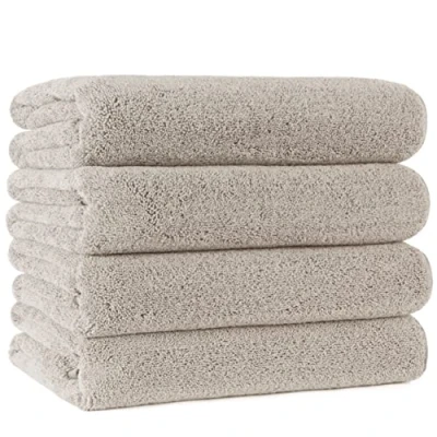 Immagine di Polyte asciugamano bagno premium in microfibra anti pelucchi ad asciugatura rapida beige 145 x 76 cm set 4 pezzi
