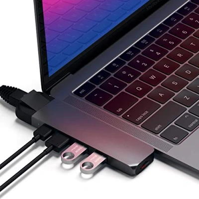 Immagine di Satechi Adattatore Multiporta Pro Hub USB C 4K HDMI &amp; Ethernet Grigio scuro ST TCPHEM