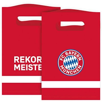 Immagine di amscan 9906512 Sacchetti di Carta FC Bayern Monaco, 8 Pezzi, Dimensioni 15,8 x 23,6 cm, con Logo, Maestro Record
