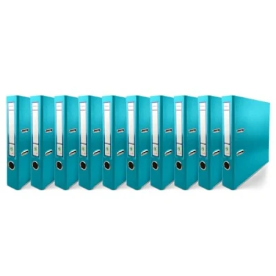 Immagine di Netuno 10 raccoglitori cartone ecologico riciclato turchese a 2 anelli A4 dorso 5 cm per ufficio scuola archivio faldoni portadocumenti