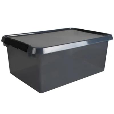 Immagine di Helit H6165508 contenitore the comfort line 45 L grigio trasparente, con coperchio