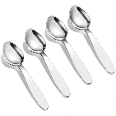 Immagine di VANRA set di posate per bambini in acciaio inox 18/8 alta qualità, 15 cm, 4 casa e scuola (4 cucchiai)