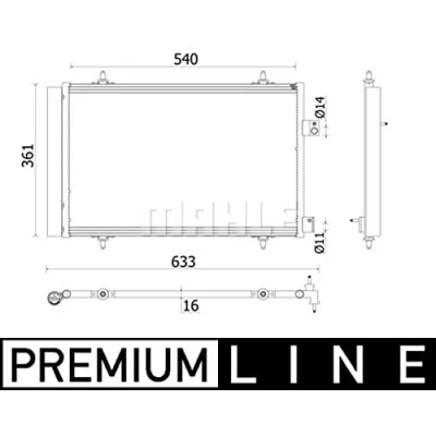 Immagine di Condensatore, Climatizzatore MAHLE ORIGINAL AC 922 000P
