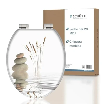 Immagine di Schütte Wellness 80122 A Sistema di abbassamento automatico in legno, coperchio con anima legno motivo (portata massima del sedile WC 150 kg), colore: bianco