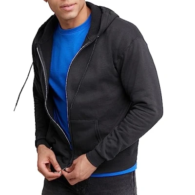 Immagine di Hanes, EcoSmart Felpa con Cappuccio in Pile Cerniera Integrale, da Uomo, Nero, Small