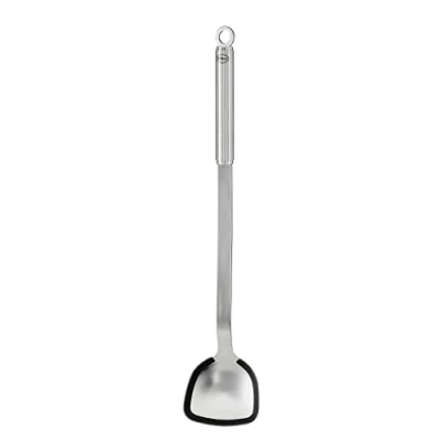 Immagine di RÖSLE Cuchara para wok de barbacoa, con borde silicona y mango redondo, acero inoxidable 18/10, apta lavavajillas, 40 cm