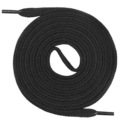 Immagine di Mount Swiss© Premium Lacci da scarpe piatti, 1 paio, in 100% cotone, resistenti agli strappi, larghezza 7 mm, lunghezza 45 200 cm., Adulti (unisex), nero, 140 cm