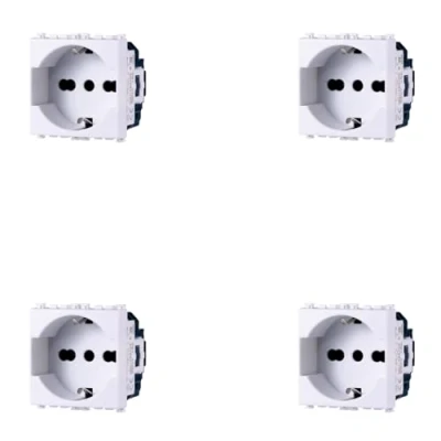 Immagine di 4 Pezzi Presa Schuko 2P+T 16A, Compatibile Con Vimar Arke, Colore Bianco