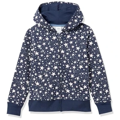 Immagine di Amazon Essentials Felpe con Cappuccio Foderate in Pile Cerniera Bambine e Ragazze, Blu Marino Stelle, 9 Anni
