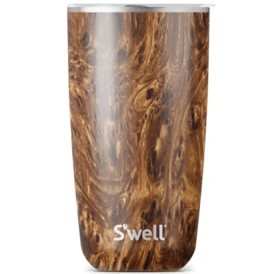 Immagine di S&#039;well Bicchiere Coperchio, 530 Ml, Teakwood, da Viaggio a Triplo Isolamento Sottovuoto Senza Bpa/Bps con Coperchio Scorrimento, per Bevande Calde e Fredde