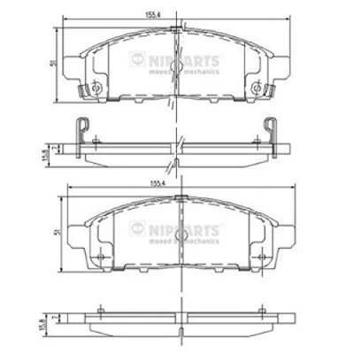 Immagine di NIPPARTS J3605050 Kit pastiglie freno Assale anteriore Non predisposto per contatto segnalazione usura MITSUBISHI: L200 / Triton V Pick up