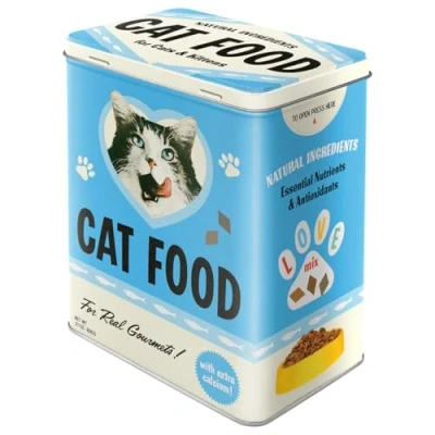 Immagine di Nostalgic Art Contenitori di Latta retrò l Cat Food Mix Idea Regalo per Proprietari Gatti, Grande Scatola Cibo Secco, Design Vintage, 3