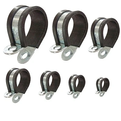 Immagine di Fascette stringitubo con inserto di gomma P clips staffa per fissare tubi e cavi: Ø 35mm / banda 15mm, 4 pezzi