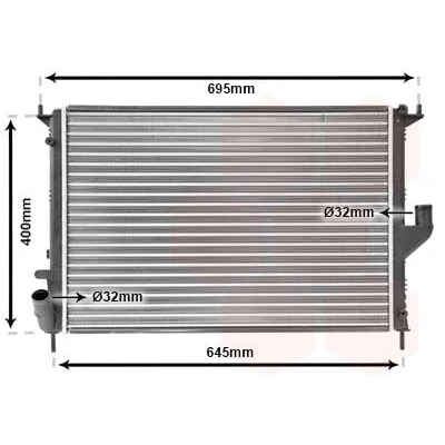 Immagine di VAN WEZEL 43002477 Radiatore motore Alluminio 585 415 20 Alette di raffreddamento montate meccanicamente DACIA: Sandero I, Logan I MCV, Duster SUV