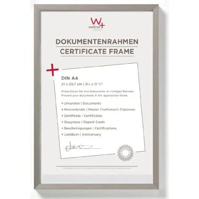 Immagine di walther design cornice per quadri in acciaio 21 x 29,7 cm (DIN A4) Sedia con documenti alluminio Telaio AJ130D