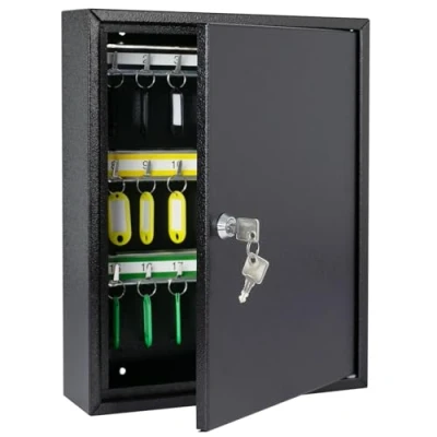 Immagine di HMF 13542 02 Cassetta portachiavi con 42 ganci regolabili, 35 x 27 8 cm, colore: Nero