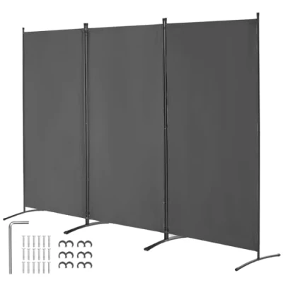 Immagine di VEVOR Divisorio per Stanze, Stanze a 3 Pannelli, Schermo Privacy Pieghevole 2600 x 1840 520 mm, Separatore Pannello Ufficio, Camera da Letto, Grigio