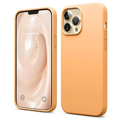 Immagine di elago Silicone Liquido Custodia Cover Compatibile con iPhone 13 Pro Max Case (6.7&quot;), Protettiva per Fotocamera Schermo Intero, in Morbida Microfibra Antigraffio (Arancione)