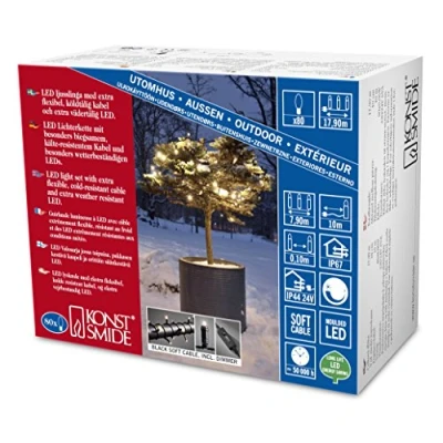 Immagine di Konstsmide 6621 117 Micro catena luminosa esterno rete elettrica Numero di lampadine 80 LED (monocolore) Bianco caldo Lunghezza illuminata: 7.9 m dimmerabili
