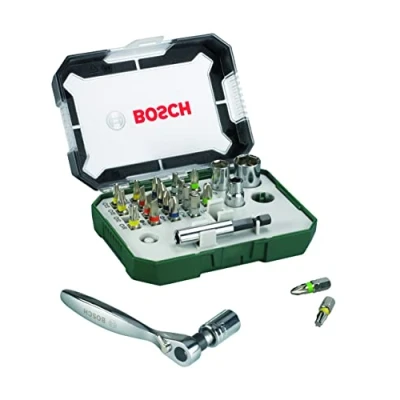 Immagine di Bosch Accessories Promoline 2607017322 Kit inserti 26 parti Taglio, Croce Phillips, Pozidriv, Brugola interna, Esalobo Interno (TX) incl. Cricchetto