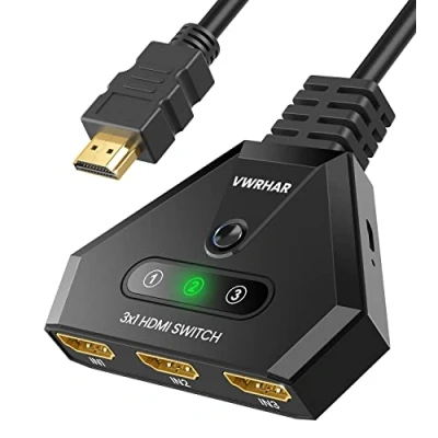 Immagine di Switch HDMI 4K, Sdoppiatore Alluminio Splitter 3 In 1 Uscita con Telecomando, Supporta 4K 3D 1080P Full HD HDCP per PS5/PS4/ PS3/HDTV/Xbox/Blu Ray/DVD Player/Fire Stick