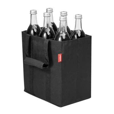 Immagine di achilles Borsa Porta Bottiglie Acqua Portabottiglie con 6 Scomparti Per da 1L Pieghevole, Poliestere resistente la Spesa Nero