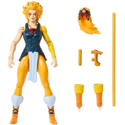 Immagine di ​Masters of the Universe Origins x ThunderCats Cheetara, action figure snodabile crossover anni &#039;80, con armatura rimovibile, bastone e mini fumetto, giocattolo per bambini, 6+ anni, JFW94