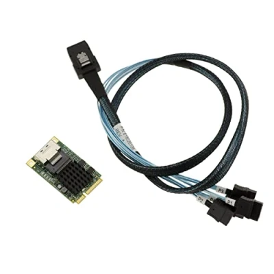 Immagine di KALEA INFORMATIQUE Mini PCI EXPRESS MiniPCIE 4 PORTI SATA 3.0 6G Scheda controller Con chipset MARVELL 88SE9215 Interfaccia SFF 8087 cavo in dotazione