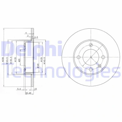 Immagine di DELPHI BG2117 Disco freno 239 10 4 pieno Oleato non trattato senza cuscinetto ruota, anello sensore ABS VOLKSWAGEN: GOLF 2, Passat B3/B4 Variant