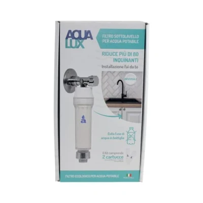 Immagine di Aquasan Filtro Sottolavello AQUALUX Con Sistema Brevettato In Argento 999 Universale Filtrante Riduce Cloro, Torbidità, Sabbia, Ruggine, Calcare E Sedimenti Metallici