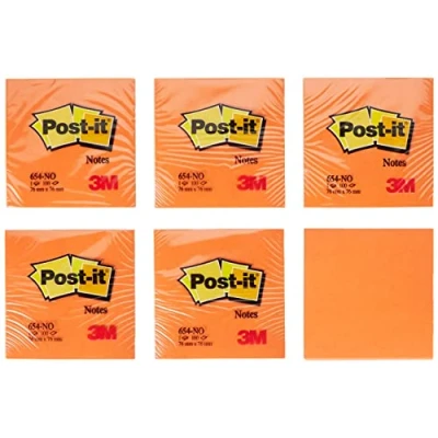 Immagine di Post it Brand 654 NO Foglietti Colorati in Confezioni Monocolore, 76 mm x mm, Arancione, Confezione da 6