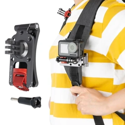 Immagine di NICEYRIG Supporto per tracolla zaino clip DJI OSMO Pocket, GoPro Hero 5/6/7/8, Xiaomi YI 4K Action Sports Cameras