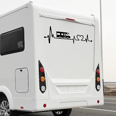Immagine di RWRAPS Adesivi in ​​vinile a strisce per camper camper, roulotte, accessori auto, grafica, elettrocardiogramma, decalcomanie decorative