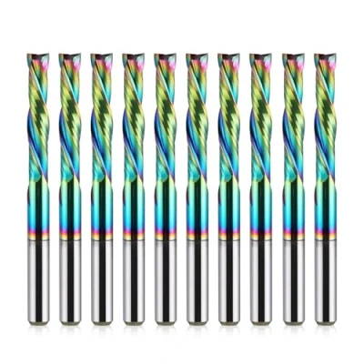 Immagine di EU_HOZLY Rivestimento DLC, taglio UP Down, 2 flauti, utensile per fresatura a spirale, fresa CNC, compressione, fusto in legno, gambo da 3,175 mm, diametro di CEL 17 mm