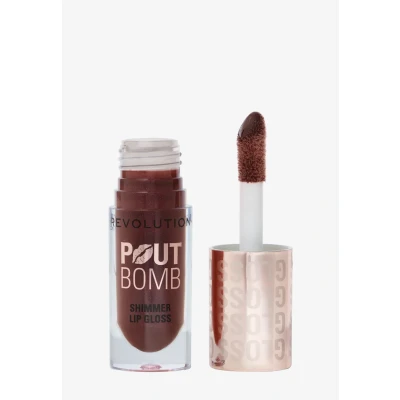 Immagine di Revolution, Pout Bomb Shimmer Gloss, Gloss Labbra Lucido e Brillante, con Acido Ialuronico Profumo di Vaniglia Dolce, Chocolate Sparkle