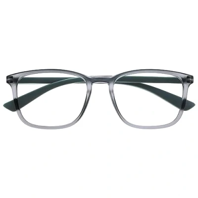 Immagine di OPULIZE Max Occhiali da Lettura Montatura Classica Rettangolare Grande Grigio Trasparente Opaco con Stanghette Verdi Uomo Donna Unisex R78 7 +3.50