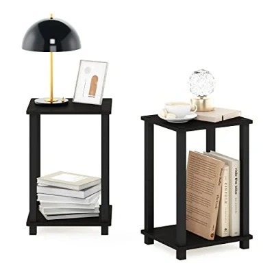 Immagine di Furinno Semplicistico Tavolino, Legno ingegnerizzato, Espresso/Nero, Set di 2, 2 unità