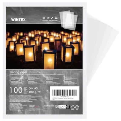 Immagine di WINTEX Carta da Lucido A5 100 Fogli Trasparente Stampabile Blocco per Disegno Tecnico Architettura Lucida Bricolage