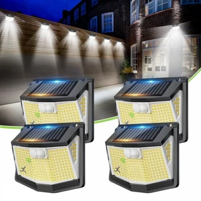 Immagine di CZHHMART 248 LED Luci Solare Esterno Giardino Luce Esterne con Pannello Solari Sensore da Movimento 3 Modos 270 Illuminazione Lampada Esterni IP65 Impermeabile 4 Pezzi