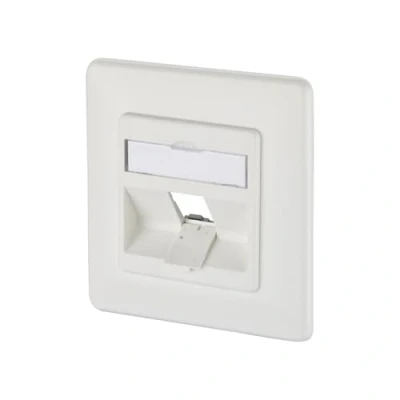 Immagine di Metz Connect 130B20D11002KE Presa di rete Da incasso Inserto con piastra centrale e telaio Non classificata 1 Porta Bianco puro (RAL 9010)